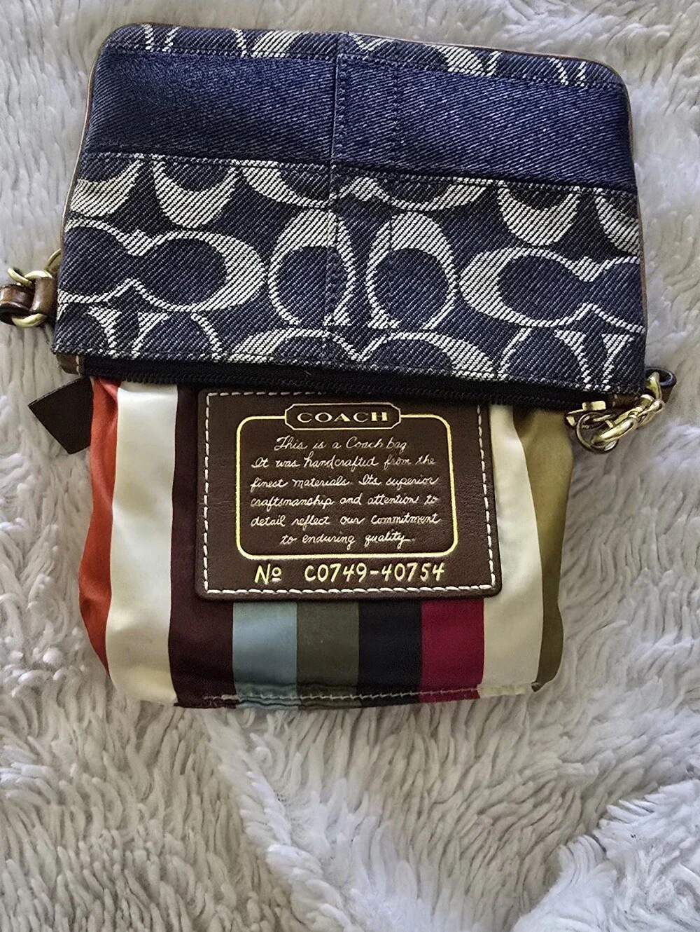 Coach Navy and White Signature Canvas Wristlet
